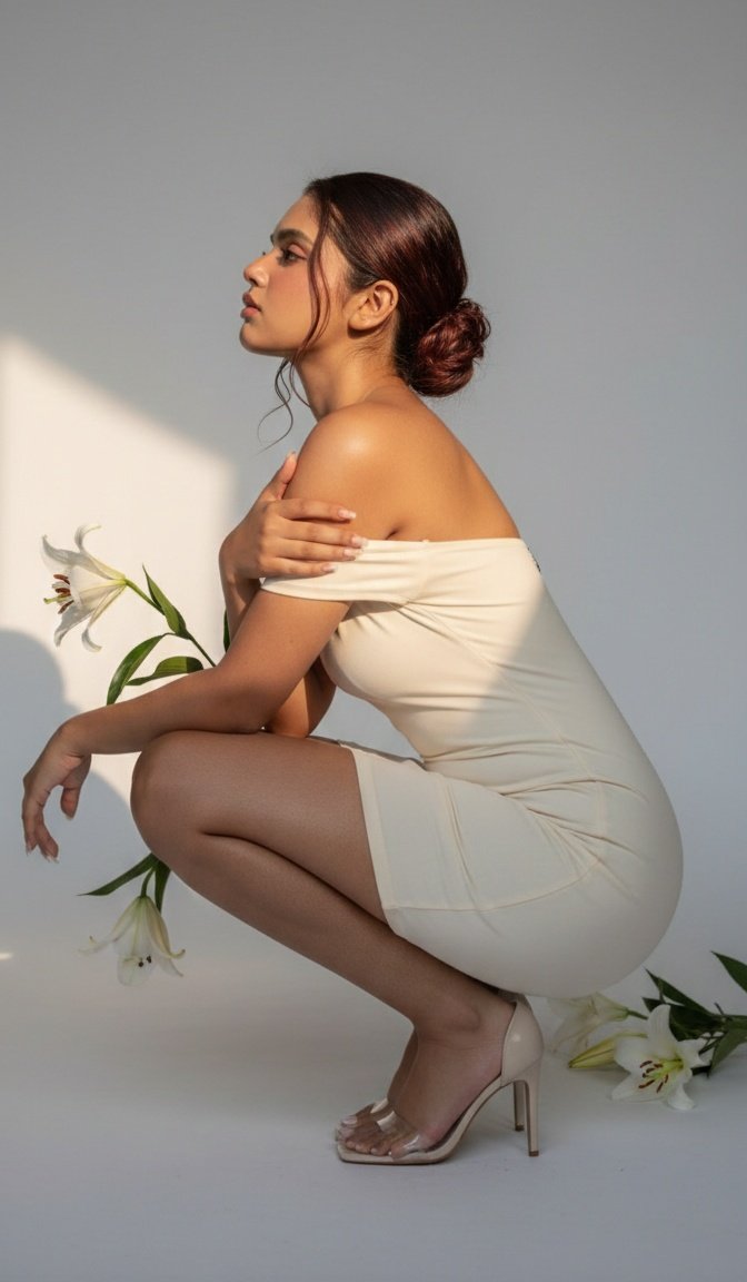 Role: high end fashion editorial photographer shooting a luxu...