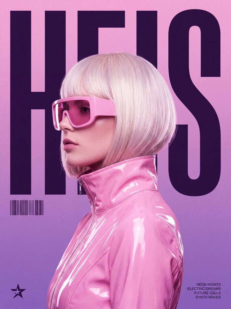 A stylized, retro futuristic music poster in a synthwave aest...