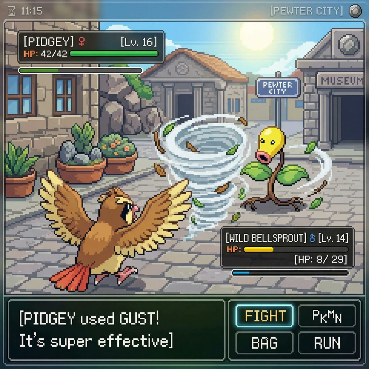 inspired by a classic pokemon gameboy screenshot but it's hig...