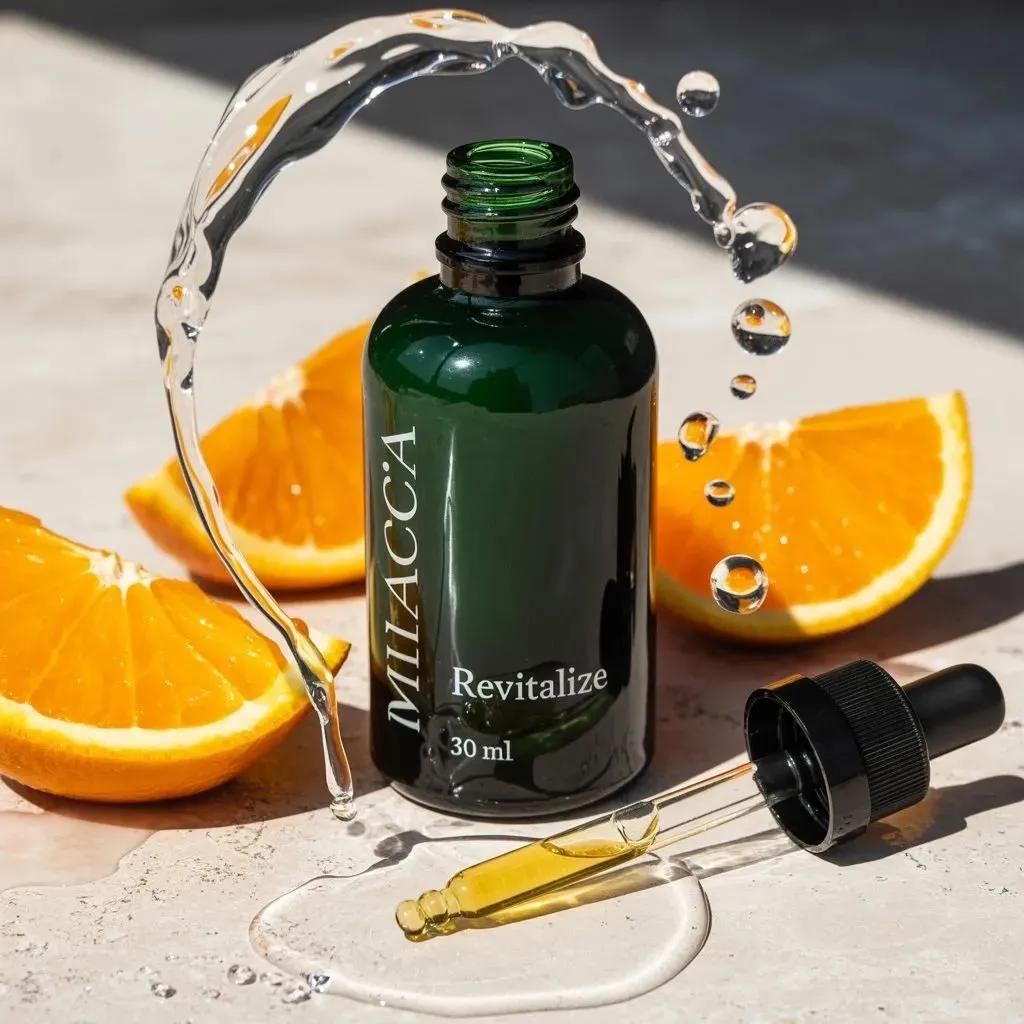 Ultra realistic premium skincare serum bottle (dark green gla...