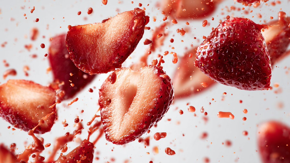 a photo of sliced [ingredient] in mid air. the background is...