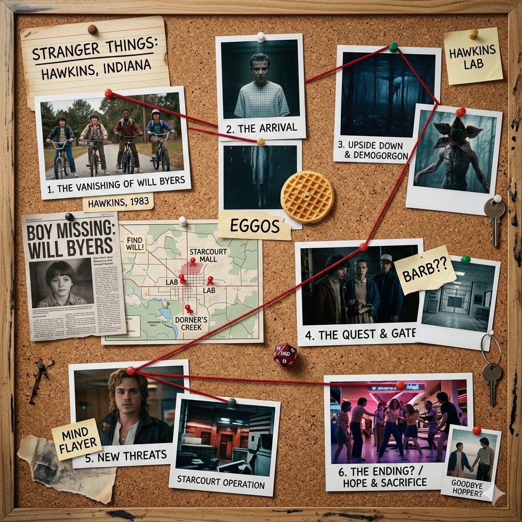 Generates a clean, cinematic 1080×1080 corkboard layout that...