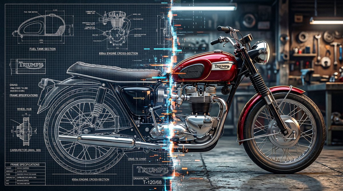 A [subject] split vertically down the center, left half as a...