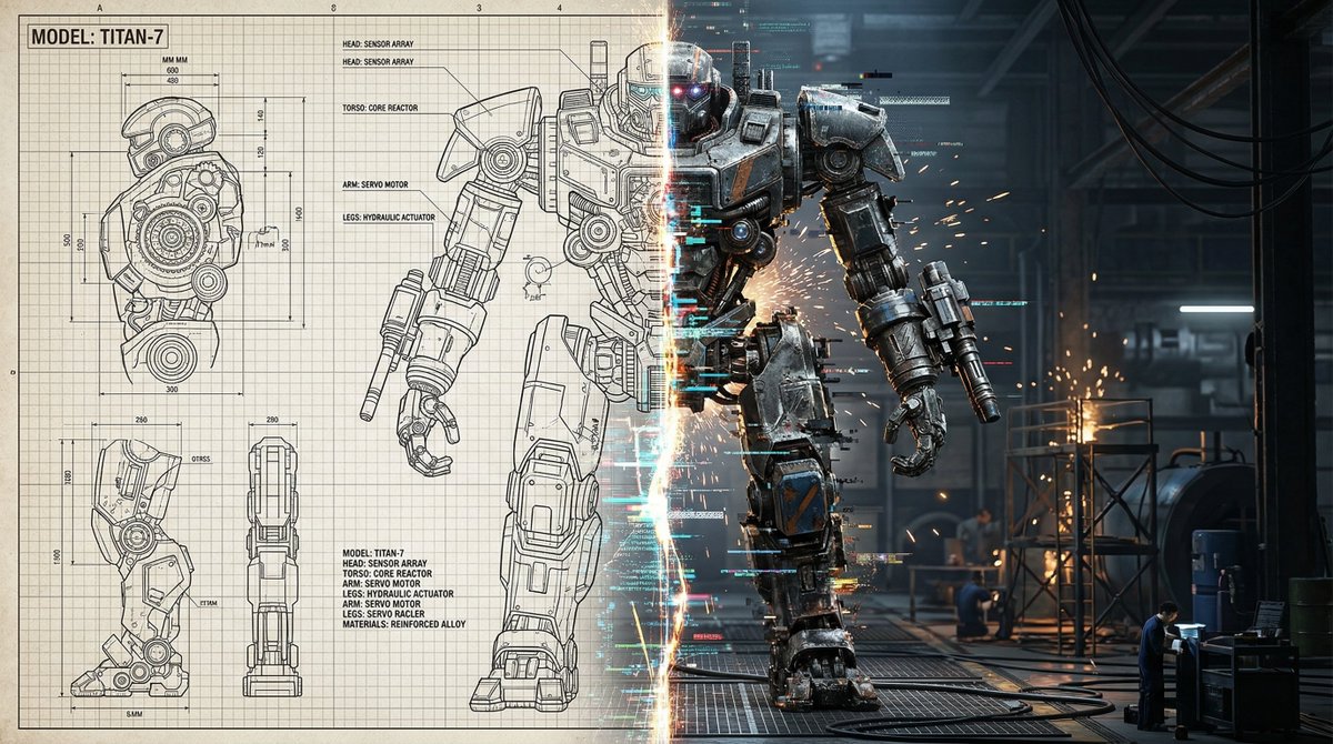 A [subject] split vertically down the center, left half as a...