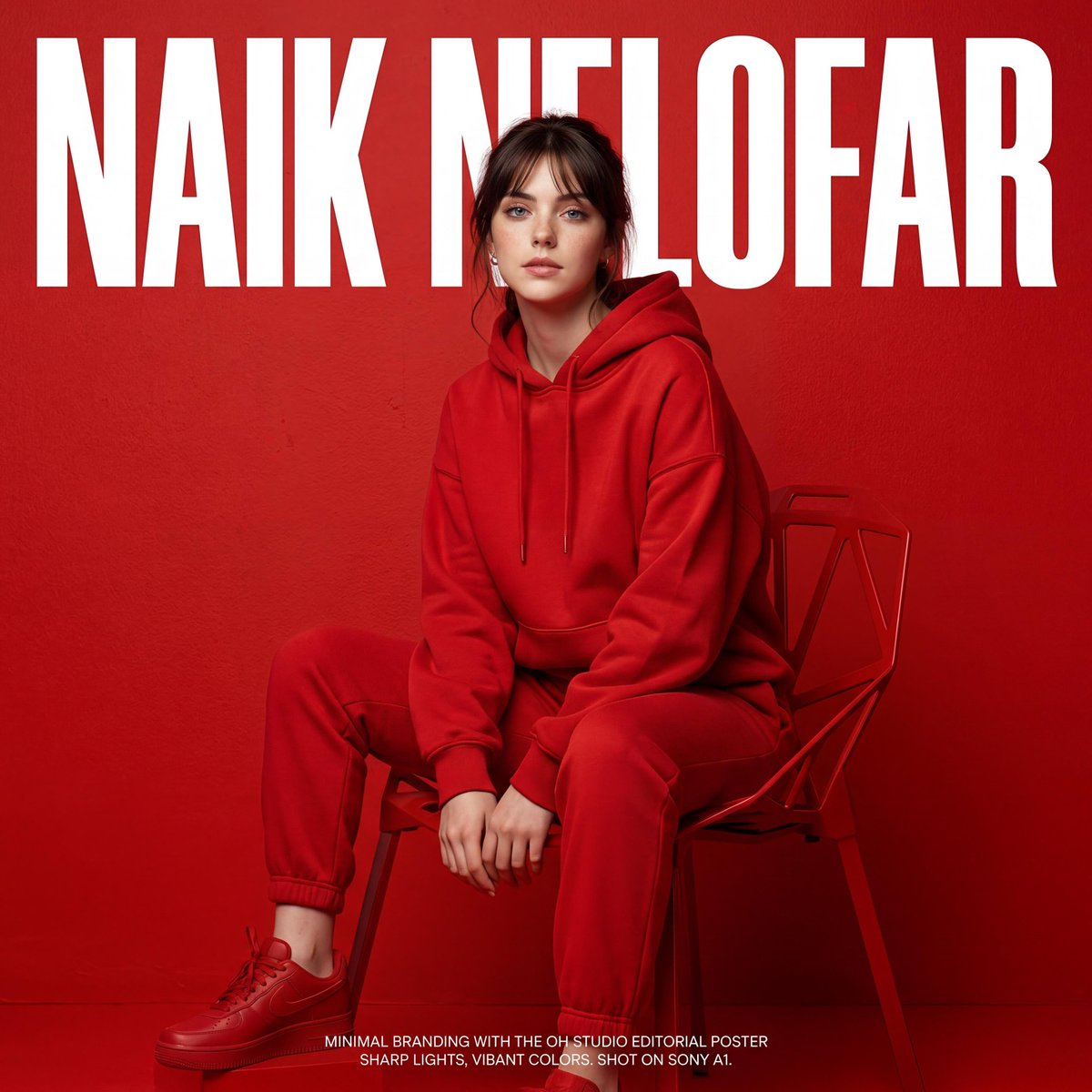 Studio fashion editorial poster of a young woman (use photo u...