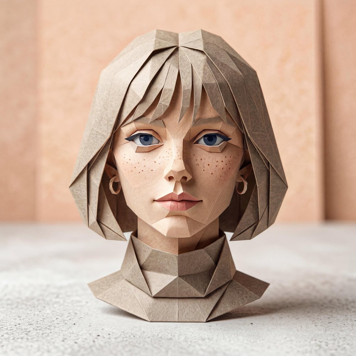 A hyper detailed origami style version of a person, folded fr...