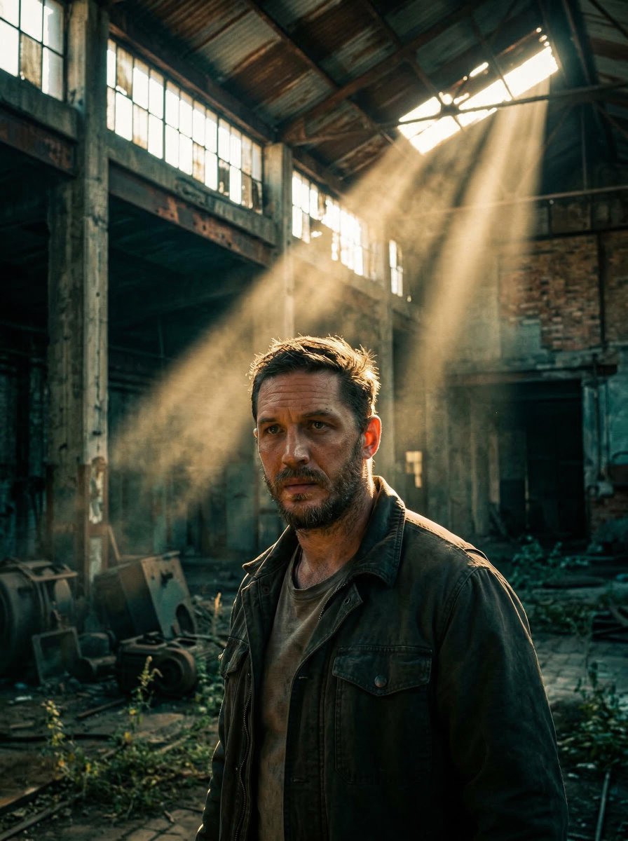 Portrait of [your description], face illuminated by dramatic...