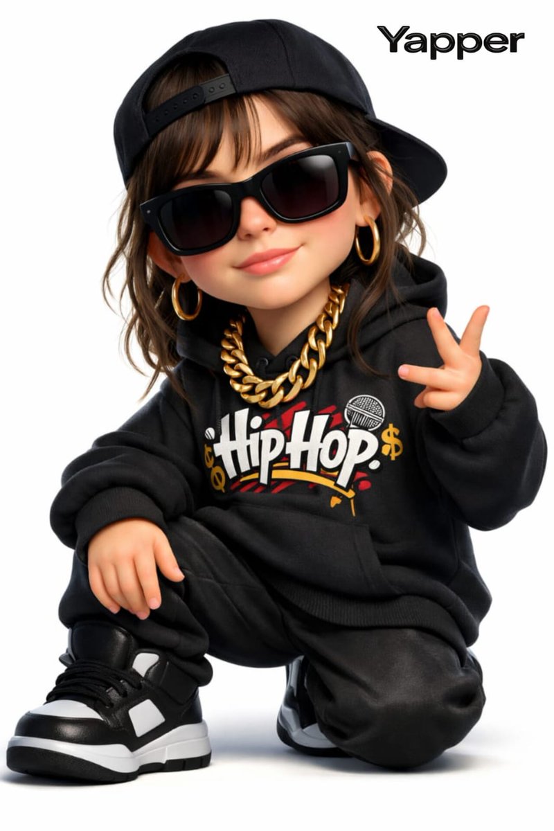 Create a 3D cartoon style woman with a rap style (the face is...