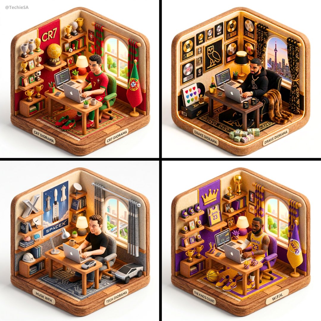 Generate a 3D isometric diorama illustration of [CHARACTER] w...