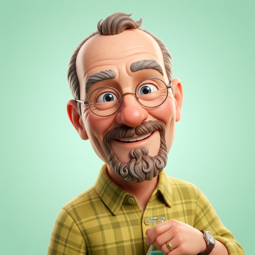 High quality stylized 3D CGI big head cartoon render of Harry...