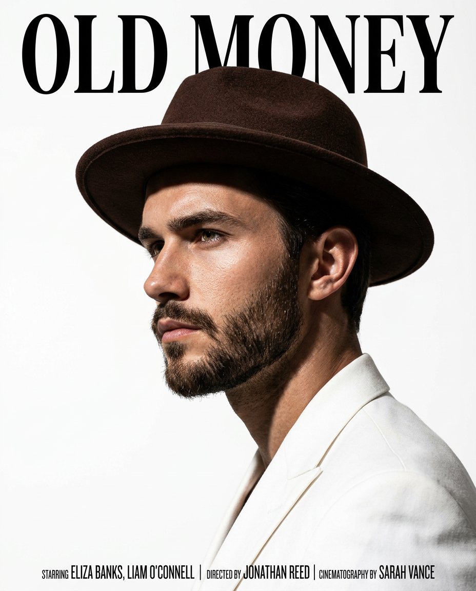 A cinematic magazine style portrait of a handsome man in side...