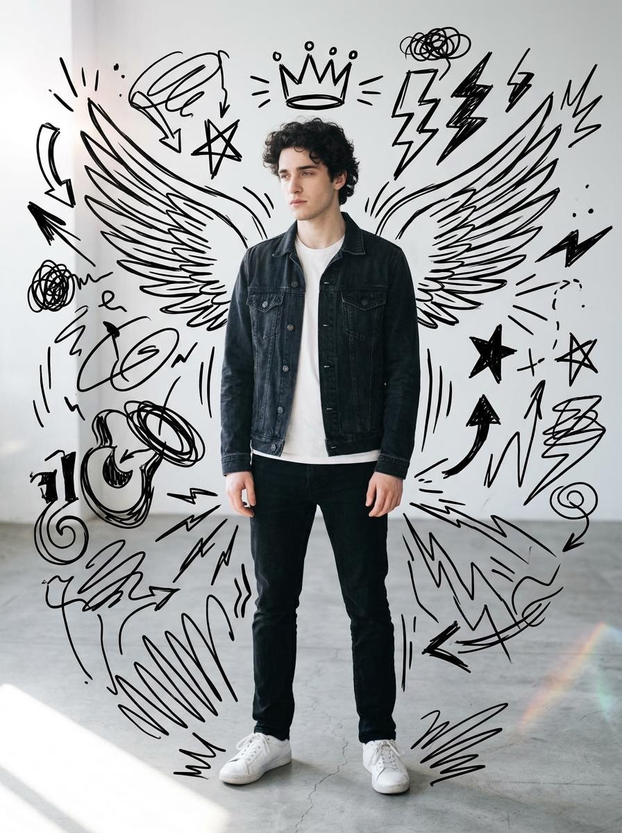 Create a creative photo of a person using the face from the u...