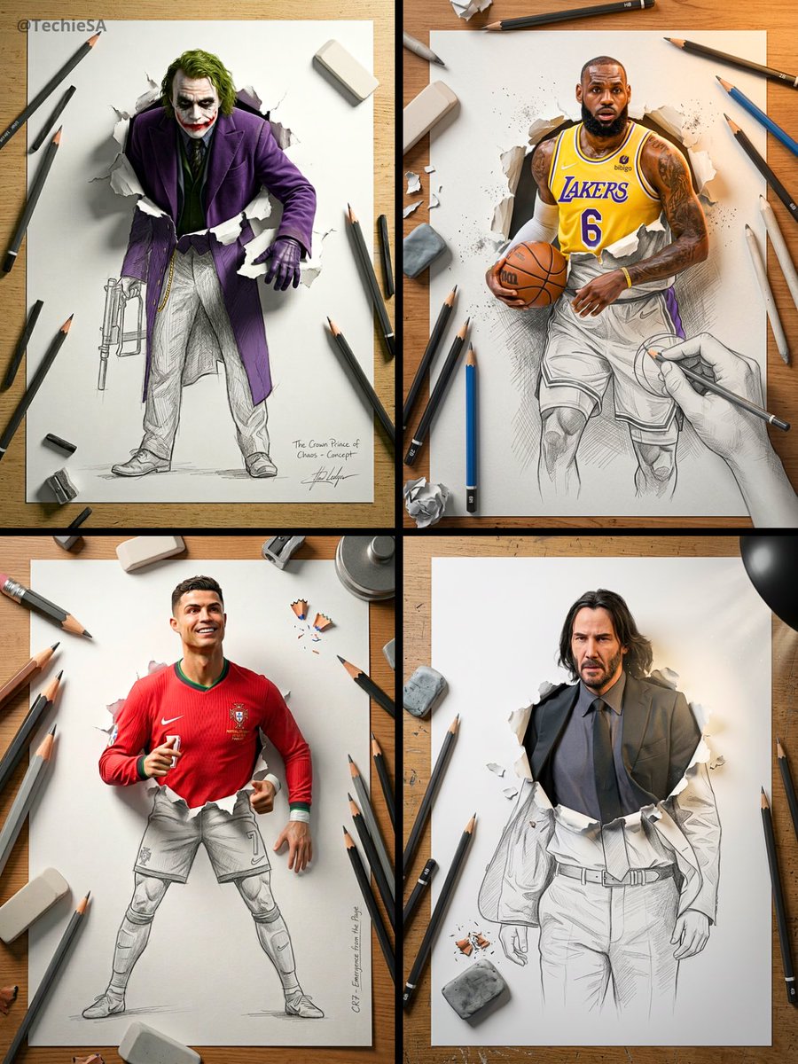 A stunning Trompe L’oeil 3D composition, where the subject—us...