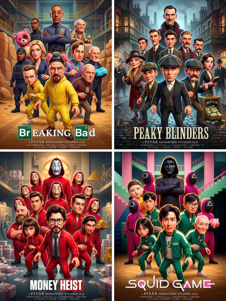 Pixar 3D CGI animated movie poster style, ensemble cast featu...