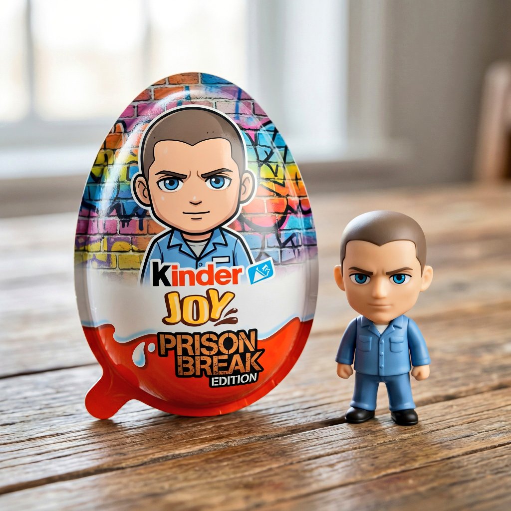 A hyper realistic product photo of a Kinder Joy surprise egg...