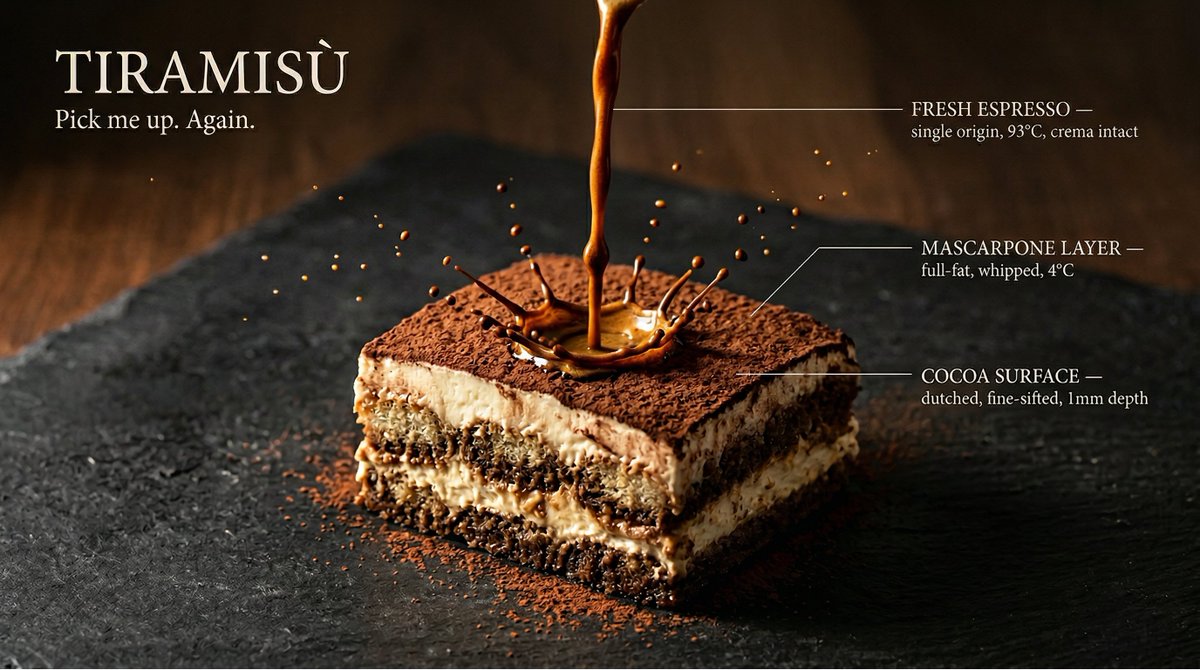 [DISH] at the precise moment of a dramatic [LIQUID] pour in u...