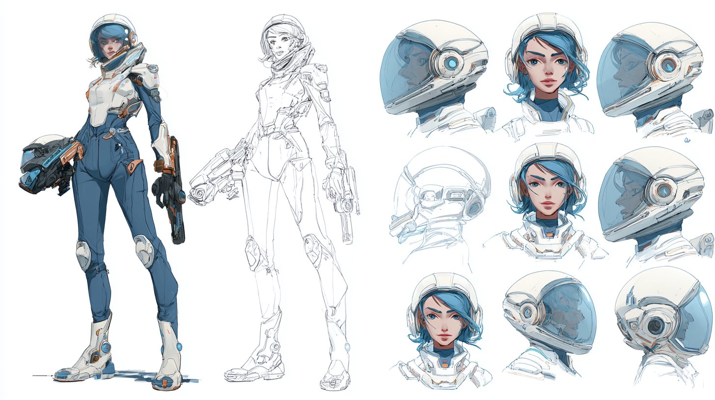 角色设计表模板：全身多姿势高细节渲染指南