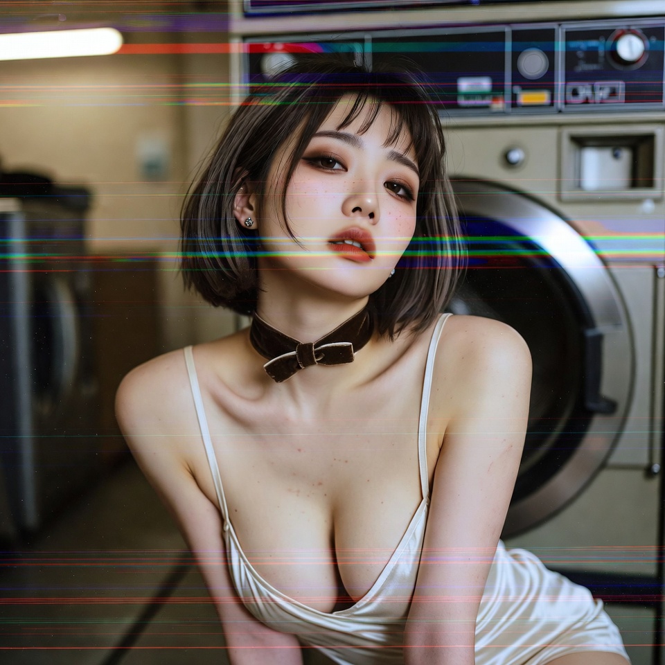GrokImagine：VHS故障人像提示词