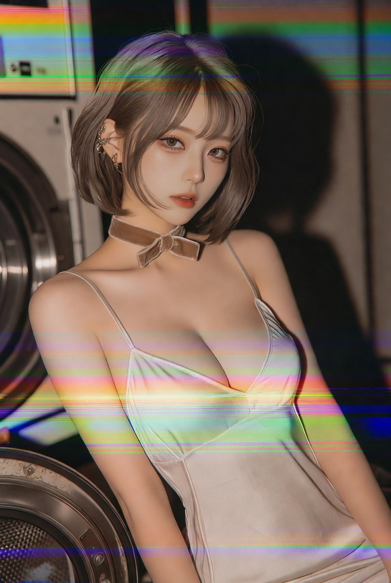 GrokImagine:VHS故障人像提示词