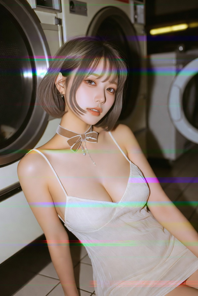 GrokImagine:VHS故障人像提示词