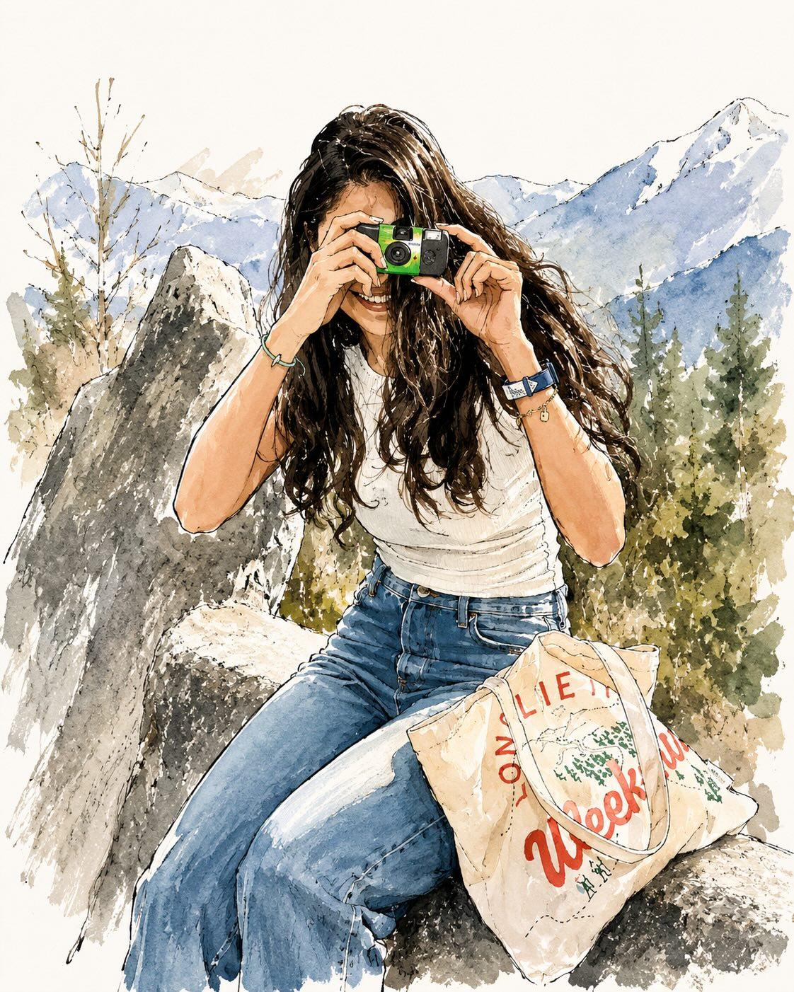 GPT IMAGE 2 ON CHATGPTPrompt:Elegant watercolor fashion illustration of a stylish young woman trav