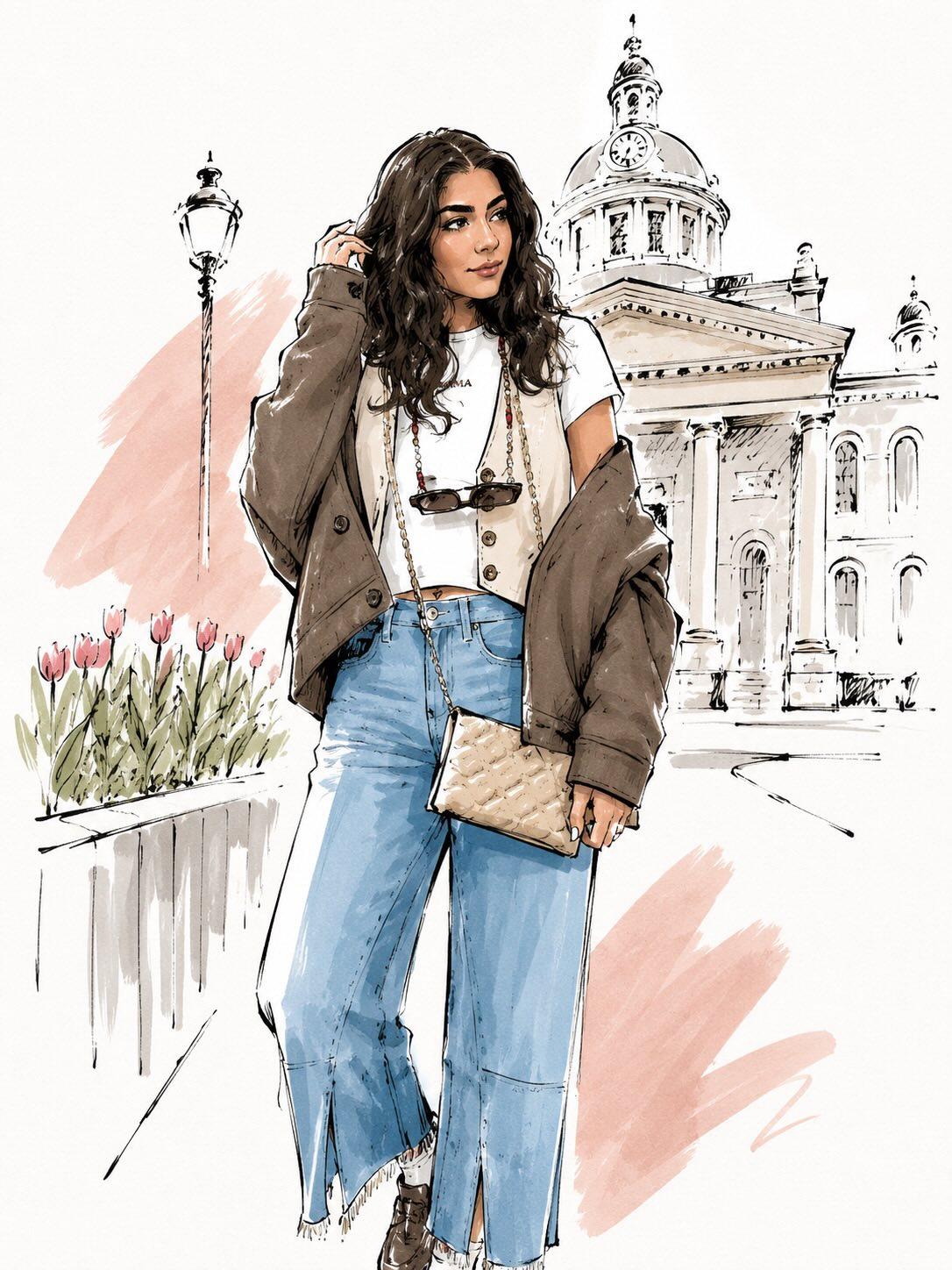 GPT IMAGE 2 ON CHATGPTPrompt:Elegant watercolor fashion illustration of a stylish young woman trav